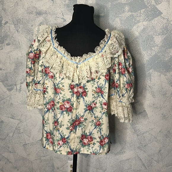 Vintage Call It Fancy Beige Floral Crew Neck size size 14 - Picture 4 of 8